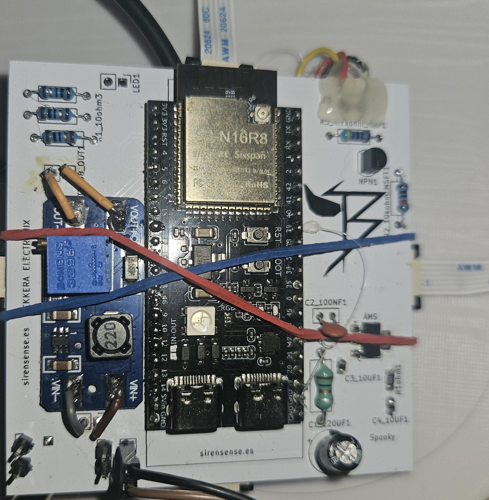 PCB ensamblada del nodo de techo de SirenSense